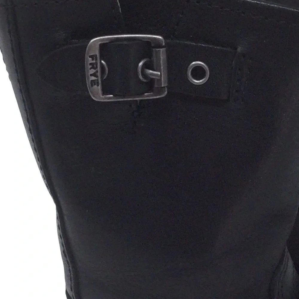 Frye Unisex Moto Black Leather‎ Toddler Boots